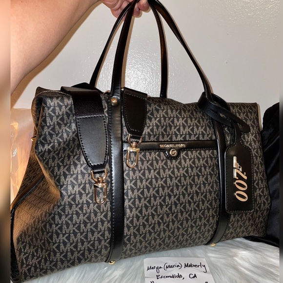 🌺 NWT Michael Kors MMK x 007 Beck XL Metallic Logo Weekender + Free Gifts 🌺 - Picture 3 of 15